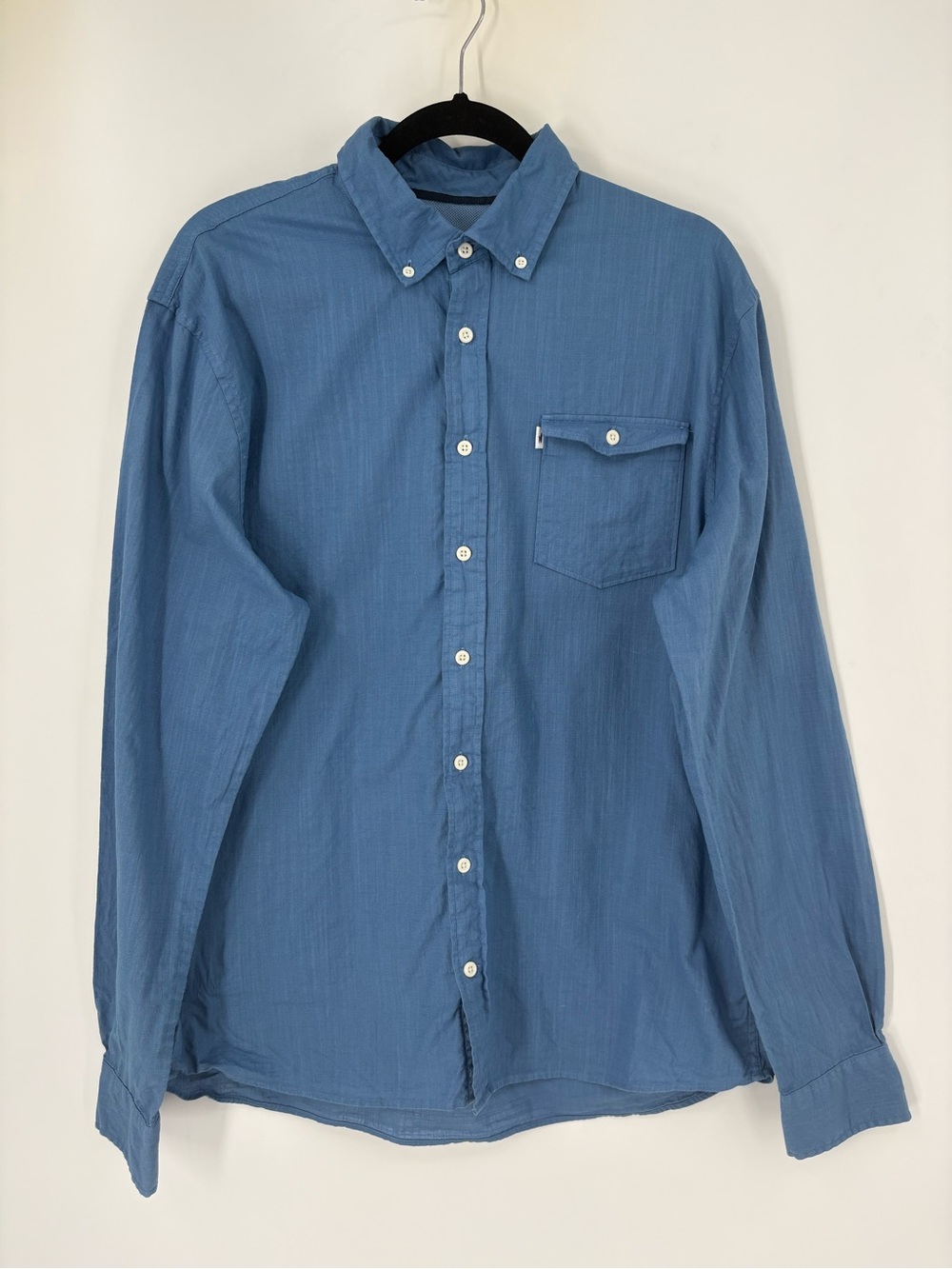Johnnie-O Hangin Out Shirt 100% Cotton Blue  Long Sleeve Large